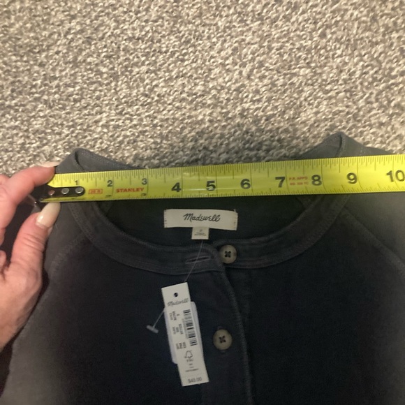 NWT Women’s Madewell Garment Dyed Raglan Henley Tee/ small/coal - Picture 10 of 11